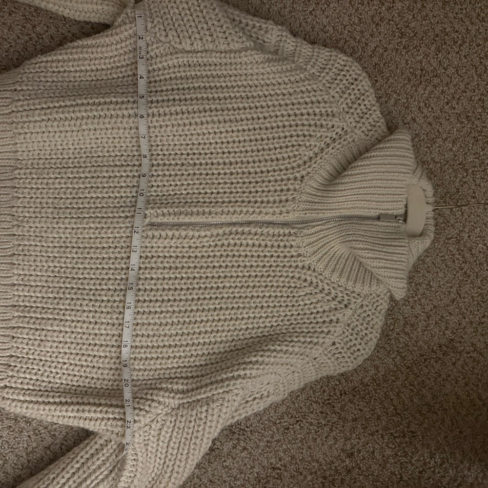 H&M Cream Half-Zip Chunky Knit Turtleneck Sweater - Picture 2 of 5